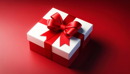Gift box with red ribbon