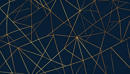Abstract Geometric Pattern with Golden Lines on Dark Blue Background - Modern Digital Art