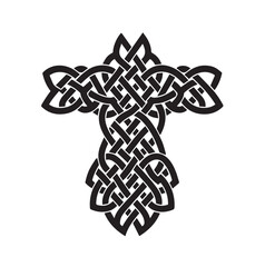 Intricate Celtic Cross Knot vector illustration silhouette for Religious Symbolism and Elaborate Decoration.