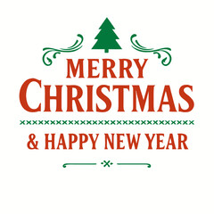 Festive Merry Christmas and Happy New Year Greetings with Christmas Tree Element
