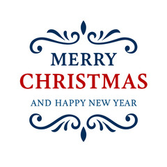 Elegant Merry Christmas and Happy New Year greeting message with festive flourishes