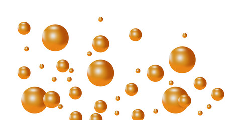 Abstract 3d golden orbs sphere floating on transparent background