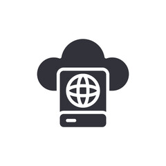 World Globe With Data On Mobile Cloud Icon Symbol
