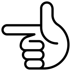 Finger Gun Icon with Line Style