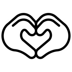 Heart Hands Icon with Line Style
