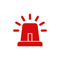 Red emergency siren light isolated on transparent background