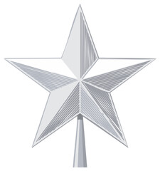 Silver Star Topper with Geometric Shading for Festive Decoration