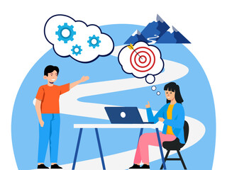 strategic planning overcome difficulty obstacle reach goal target business success brainstorming