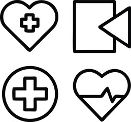 Obraz premium Medical icon set featuring heart, plus, and cardiogram symbols medical