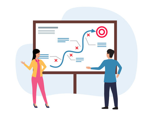 strategic planning overcome difficulty obstacle reach goal target business success brainstorming