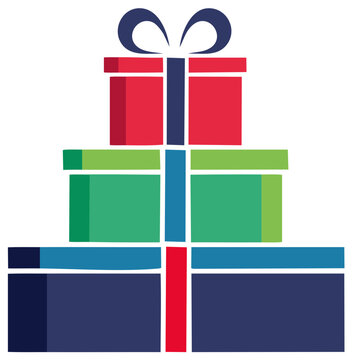 Gift boxes stack with a bow, holiday present concept, vector graphic illustration