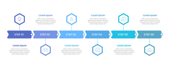 A sleek vector infographic showcasing 6 horizontal rectangular frames, each representing essential features of a startup project. Perfect for presentations, this modern flat design helps visually