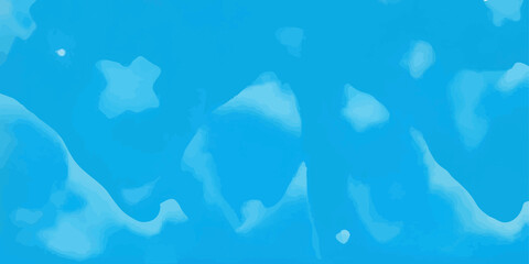 Aquatic abstract texture featuring blots, spots, splotches, curved areas of gradient hues of blue from cyan to deep-sky; a horizontal vector background for banners, websites, digital and print designs