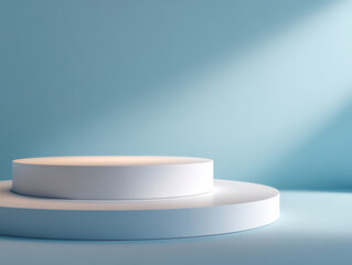 Minimalist product podium with soft gradient lighting creates serene atmosphere, perfect for showcasing items elegantly