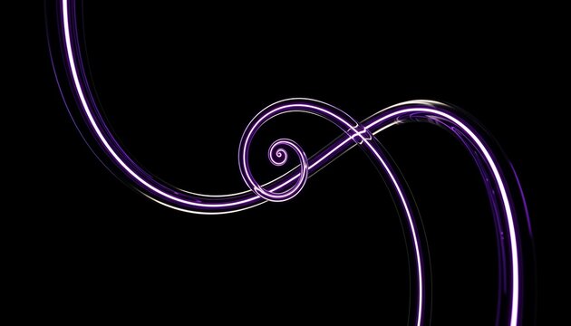 Abstract swirling purple light trails on a black background - Powered by Adobe