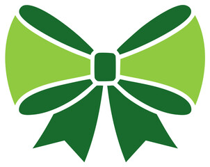 Vibrant two-tone green decorative bow vector graphic for celebration and holiday designs