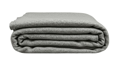 Soft and Warm Neatly Folded Grey Wool Blanket on a Plain Background