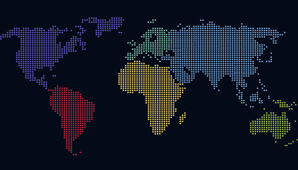 Dotted color world map vector