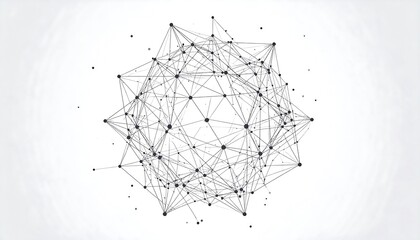 A complex geometric structure of interconnected nodes and lines on a soft gradient background