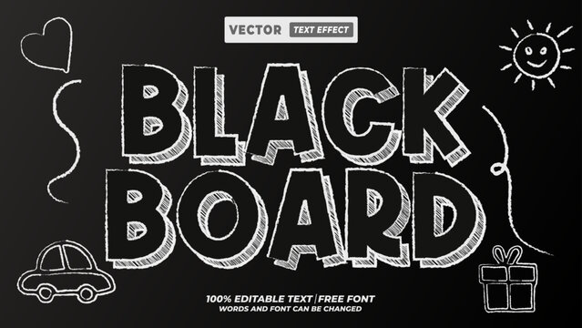 Blackboard 3d editable chalk handwritten school education typographic style text effect for kids study project.