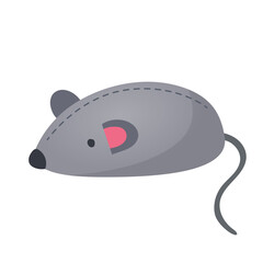 Cartoon illustration of a gray mouse pet toy isolated on white background. cute and playful design. 
