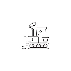 Bulldozer icon, construction Symbol Outline icon Transparent background Editable Stroke