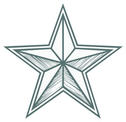 Obraz premium Classic Stylized Five Pointed Star Illustration with Geometric Lines and Shading