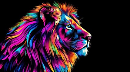 Vibrant Lion Portrait: A Colorful Display of Majesty and Power