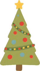 중앙배치된_따뜻한_감성_크리스마스트리_일러스트