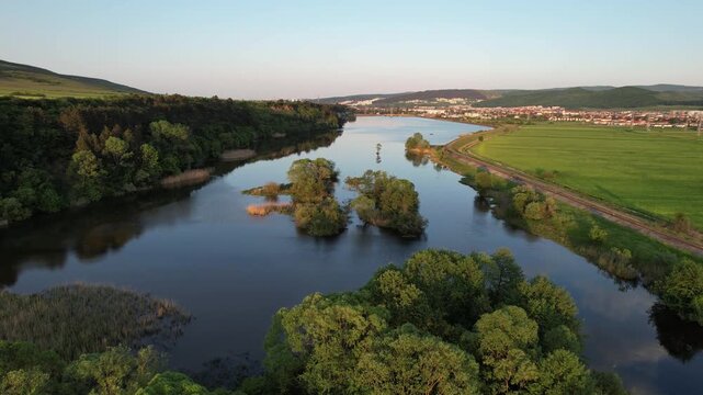 Delta Floresti and Somes river, a river, delta, lake, and wetland area. Natural environment near the Cluj-Napoca city