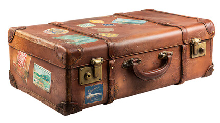 old suitcase isolated on white