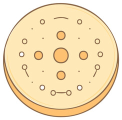 Fototapeta premium Cookie with Holes Round Illustration, Cartoon Pastry Dessert, Food Concept