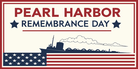 Pearl Harbor Remembrance Day poster with stars and American flag
