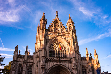 View to cathedral in Brussels city, Belgium