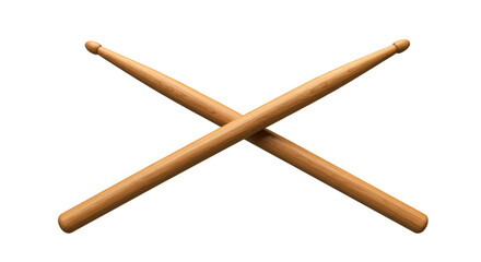 Two Wooden Drumsticks Crossed on a Smooth Caramel colored Surface