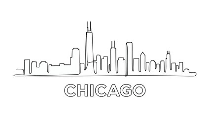 Obraz premium Chicago Skyline: A minimalistic line drawing showcases the iconic cityscape of Chicago, capturing the essence of its architectural grandeur.