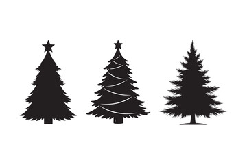 Obraz premium Christmas tree silhouette vector illustration, Set of black Christmas tree silhouette