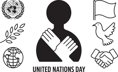 United Nations Day poster global cooperation peace human rights vector illustration