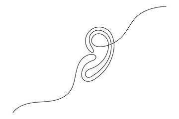 Human ear outline single line art simple abstract continuous drawing illustration