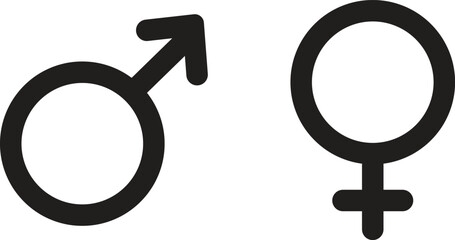 Male and Female Gender Symbols Set - Vector Icons for Sex, Biology, and Medical Concepts