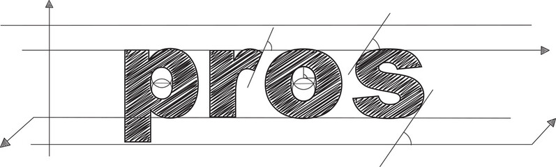 PROS black draft text typography banner on transparent background © Web Buttons Inc