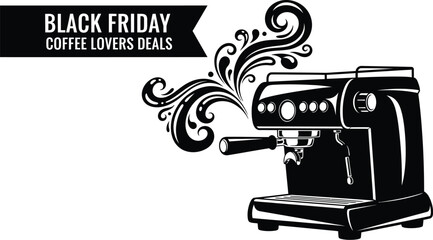 Black Friday coffee lovers rejoice with incredible deals on elegant espresso machines now while supplies last high-quality editable EPS vector file
