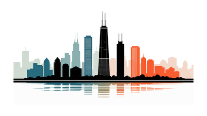 Fototapeta premium Cityscape silhouette: A stylized skyline silhouette with iconic skyscrapers.