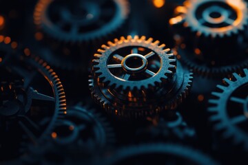 Intricate Gear System: A Close-Up Look at Mechanical Engineering