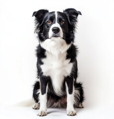 Elegant Border Collie Portrait on a Clean White Background Studio Shot
