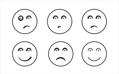 Funny cartoon different facial expressions vector illustration