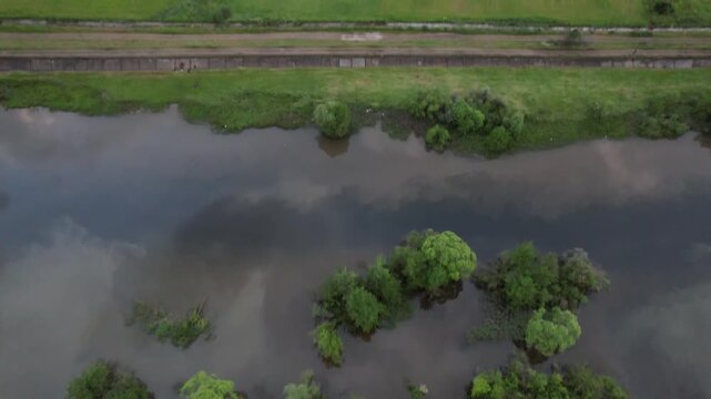 Delta Floresti and Somes river, a river, delta, lake, and wetland area. Natural environment near the Cluj-Napoca city