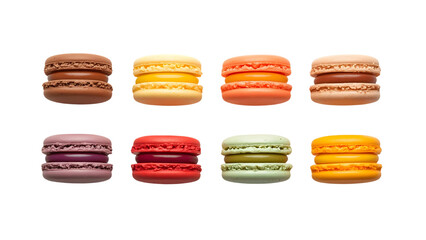 Macarons in various colors, png, isolated on transparent background, perfect for food marketing and advertising