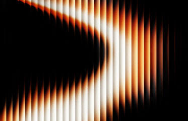 Fiery orange curved glowing motion wave with smooth vertical blur texture, futuristic light path creating elegant digital abstract flow in dark background design.