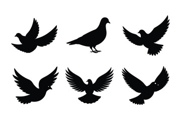 Fototapeta premium Dove silhouette vector illustration, Set of Dove silhouette illustration